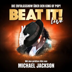 BEAT IT! – Die Erfolgsshow über den King of Pop Key Visual von BEAT IT! - Die Erfolgsshow über den King of Pop mit Glitzerhandschuh und Hut