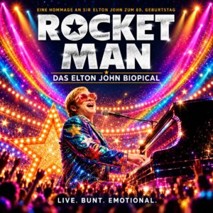 Keyvisual zu ROCKET MAN – Das Elton John Biopical mit Elton John am Flügel Keyvisual zu ROCKET MAN - Das Elton John Biopical mit Elton John am Flügel